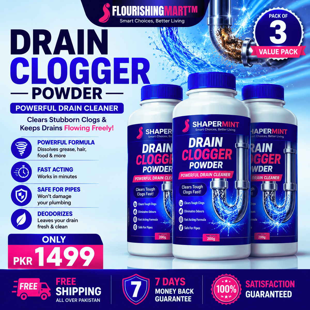 Instant Sink & Drain Cleaner Powder (PACK OF 3) (Bumper Offer 60% OFF🤩🤩)(HIGHLY RECOMMENDED)